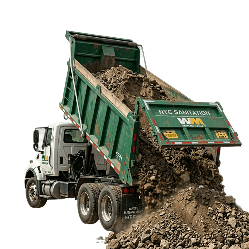 Waste truck dumping dirt